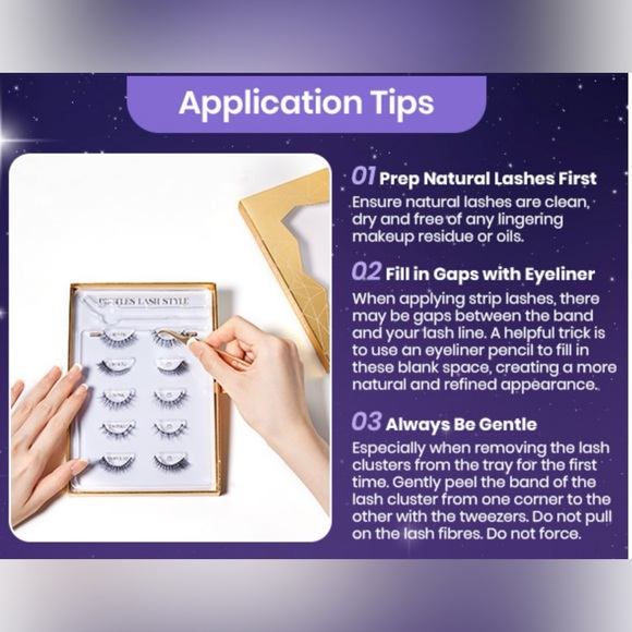 Easy False Eyelashes Zero Gravity Collection 5 pairs of Mixed with Tweezers - Picture 10 of 14